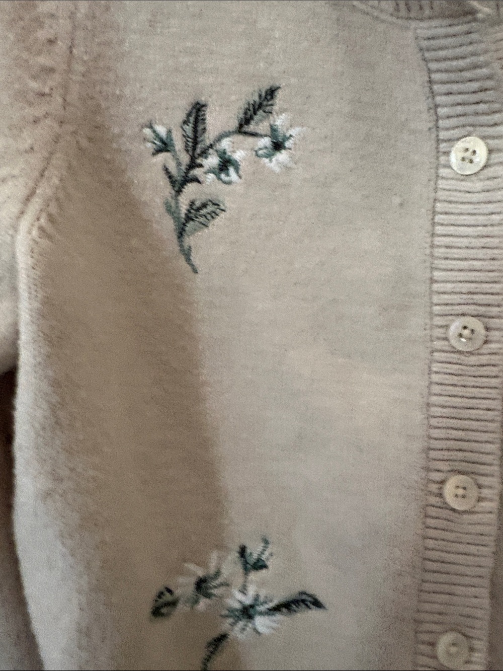 Aerie Cream Embroidered Button-Front Women's Sweater Cardigan - Picture 5 of 14